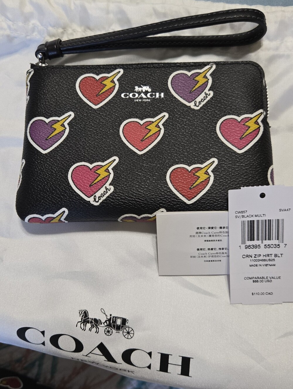 Coach Mollie Tote 25 Heart Bolt Print Crossbody Bag & Wristlet Combo - Picture 7 of 9